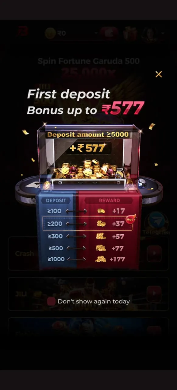 Bonu7 first deposit bonus screen