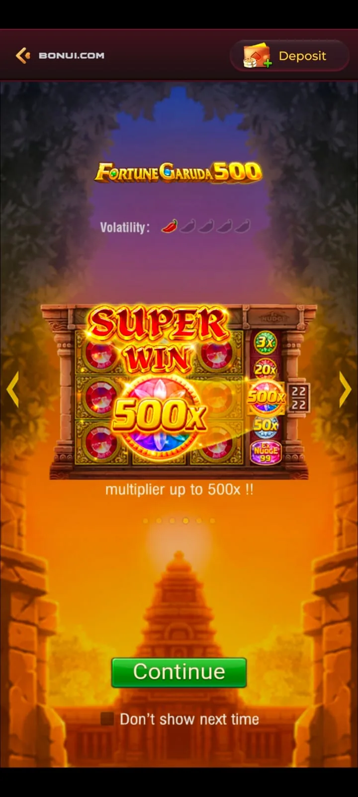 Fortune Garuda game screen